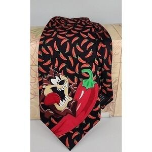 VTG LOONEY TUNES TAZ HOT CHILI PEPPER SILK NECKTIE MENS TIE TASMANIAN DEVIL